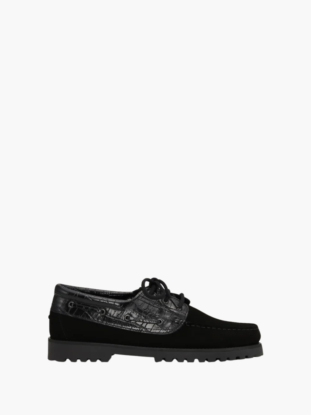 Les Deux Boatshoe Croco Mix Black
