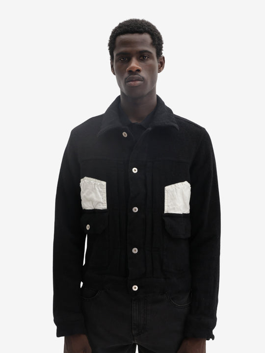 Comme Des Garcons Jacket Button Down Pocket White-Black