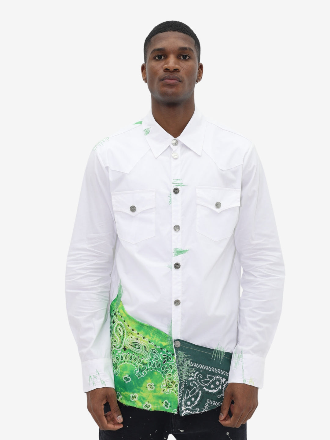Massimo Sabbadin Shirt Double Pocket White-Green