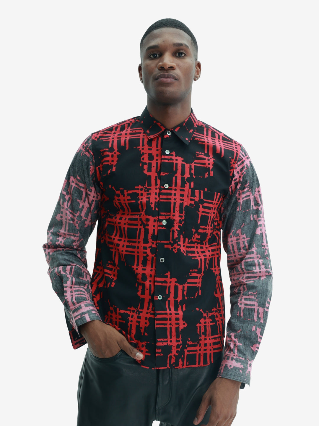 Comme Des Garcons Shirt Double Sleeve Graphic Print Black-Red