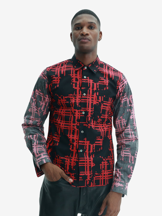 Comme Des Garcons Shirt Double Sleeve Graphic Print Black-Red
