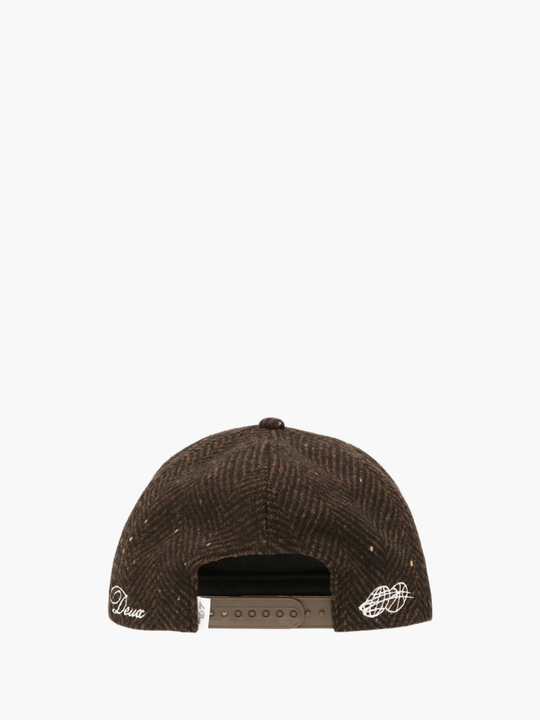 Les Deux Cap Legacy Herringbone Letterman Cap Mole Brown