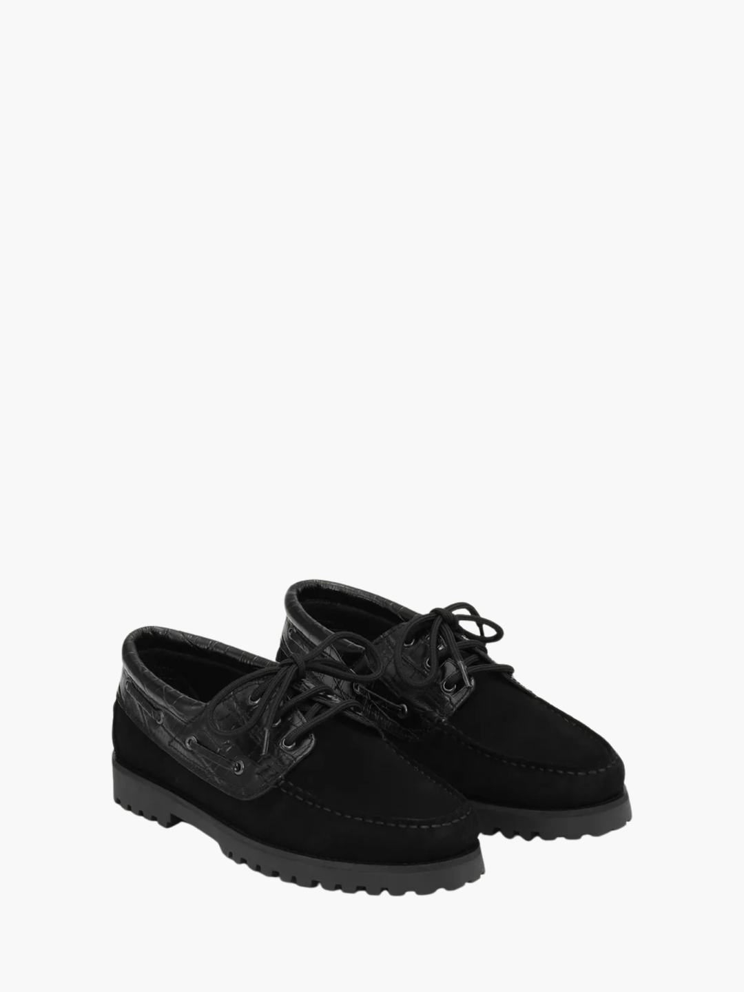 Les Deux Boatshoe Croco Mix Black