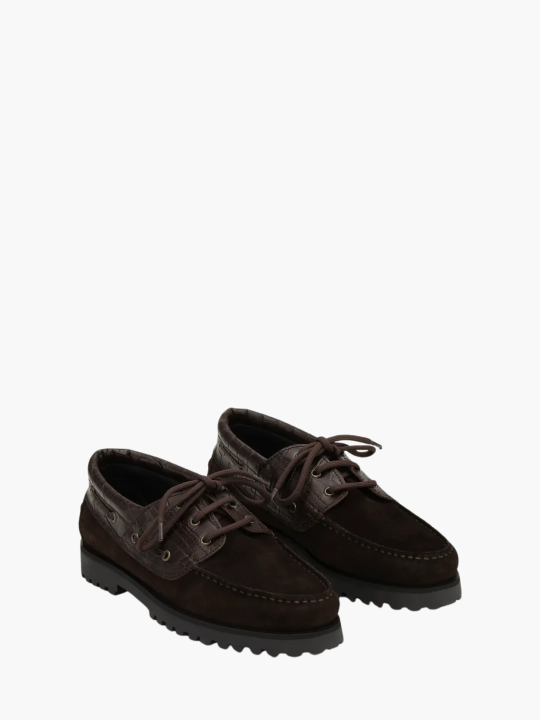 Les Deux Boatshoe Croco Mix Mole Brown