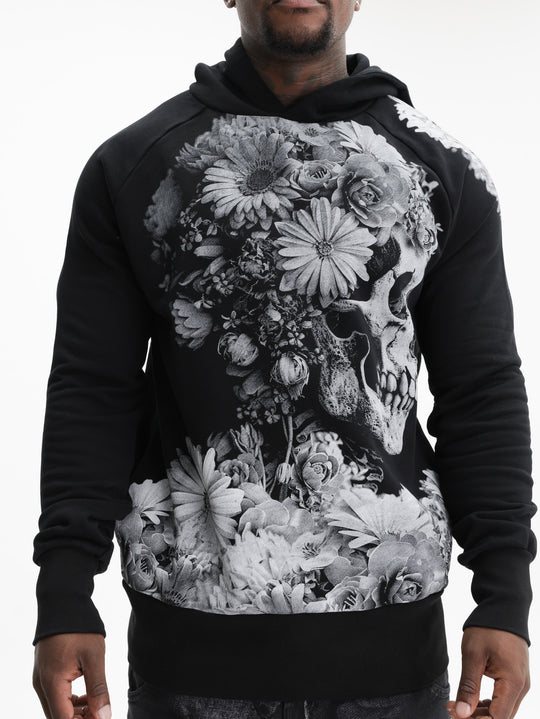 Massimo Sabbadin Hoodie Um609 Skull Flowers Black