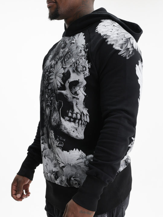 Massimo Sabbadin Hoodie Um609 Skull Flowers Black