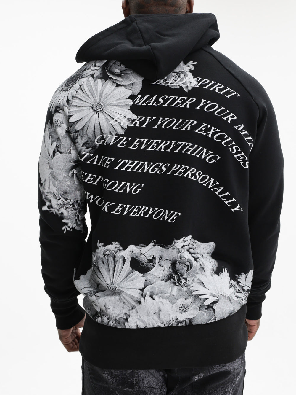 Massimo Sabbadin Hoodie Um609 Skull Flowers Black