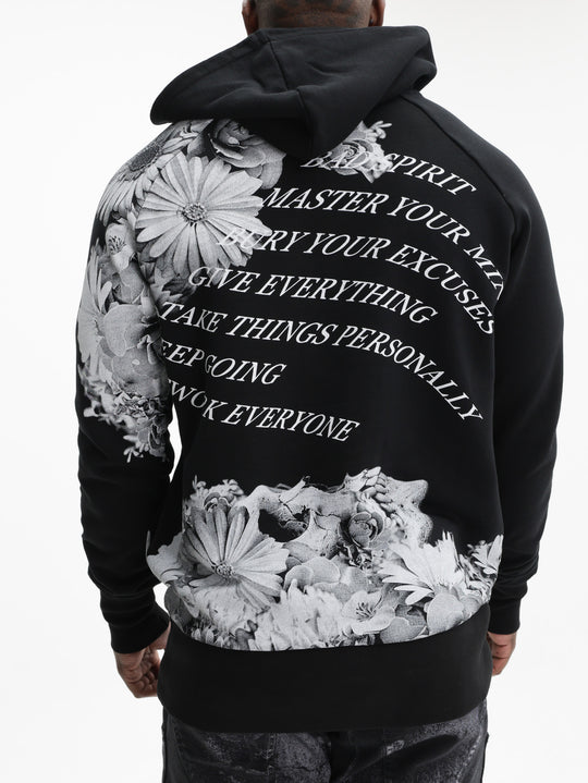 Massimo Sabbadin Hoodie Um609 Skull Flowers Black