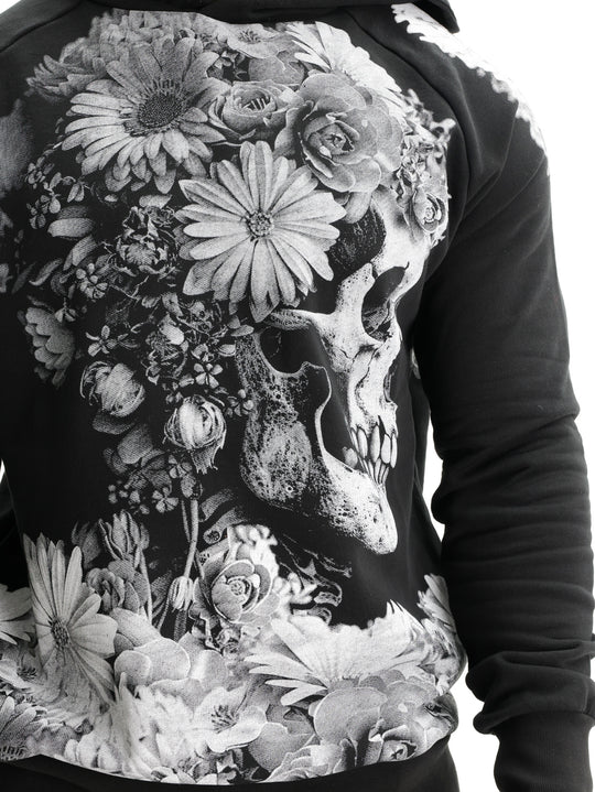 Massimo Sabbadin Hoodie Um609 Skull Flowers Black