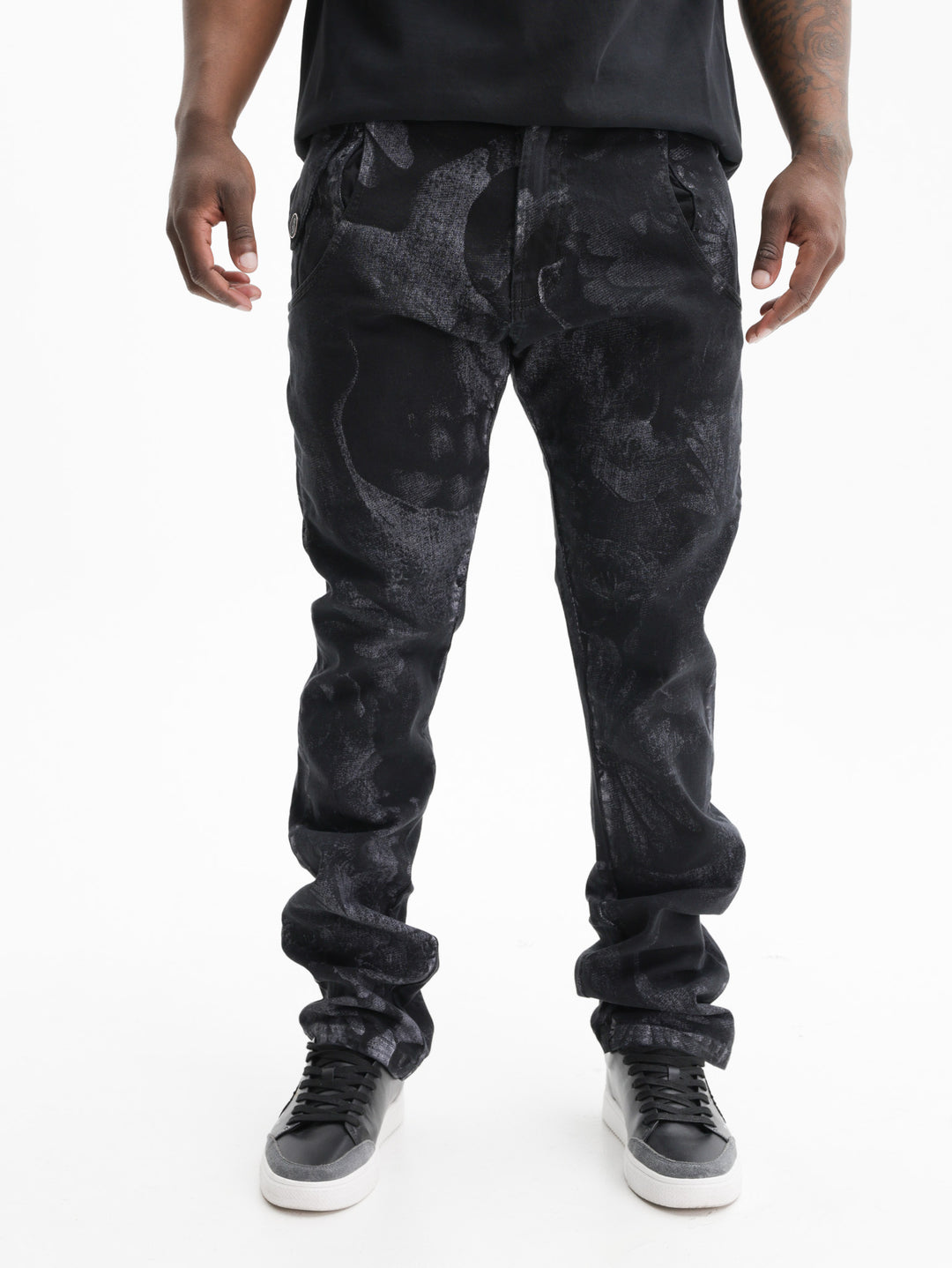 Massimo Sabbadin Jeans Faded Flower Paint Black