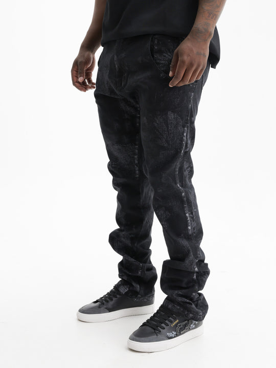 Massimo Sabbadin Jeans Faded Flower Paint Black