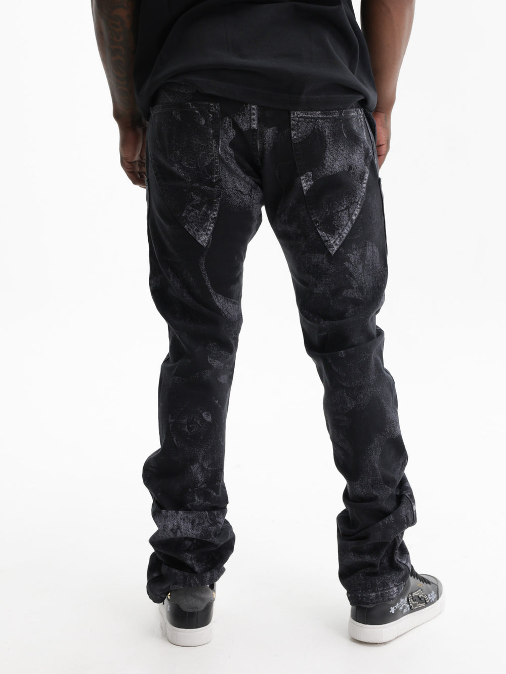 Massimo Sabbadin Jeans Faded Flower Paint Black