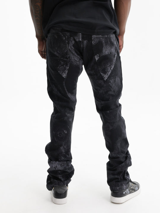 Massimo Sabbadin Jeans Faded Flower Paint Black