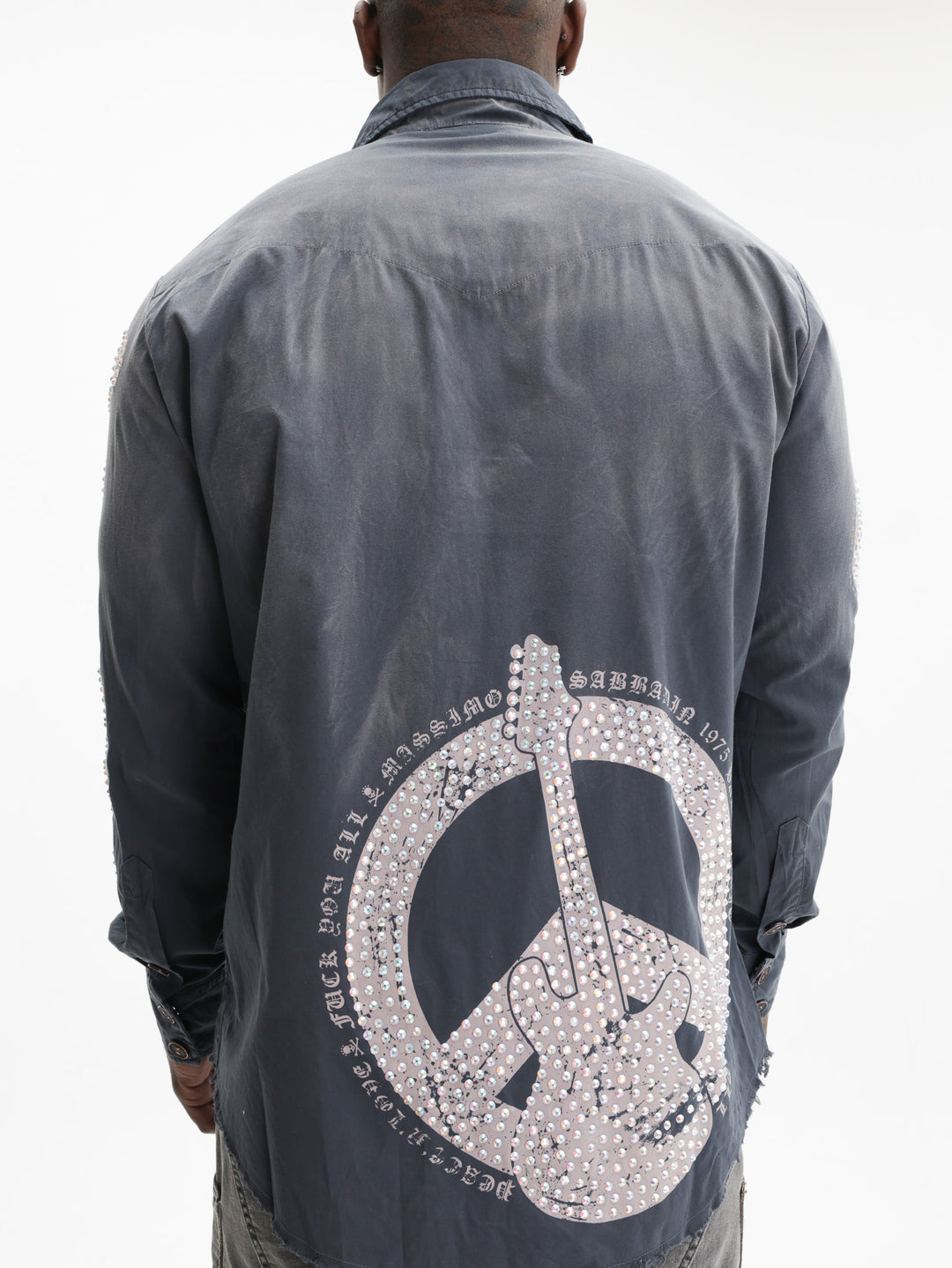 Massimo Sabbadin T-Shirt Skull Bling Sleeves Grey