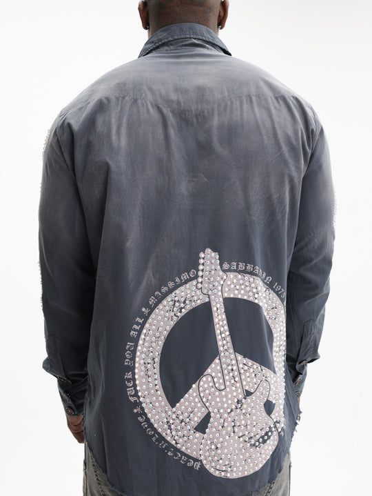 Massimo Sabbadin T-Shirt Skull Bling Sleeves Grey