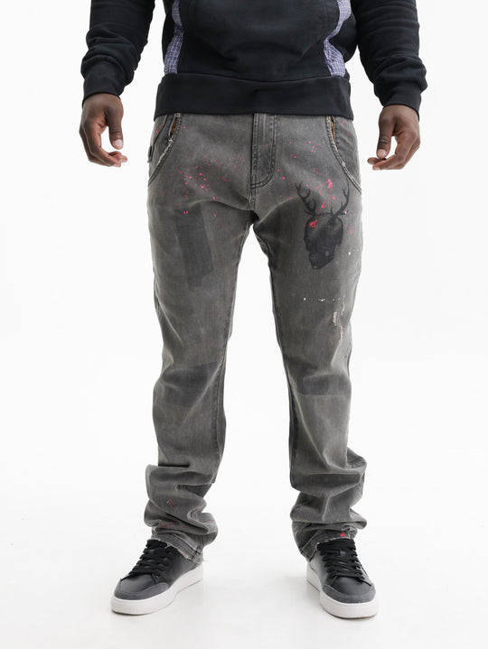 Massimo Sabbadin Jeans Skull Antlers Dirty Wash