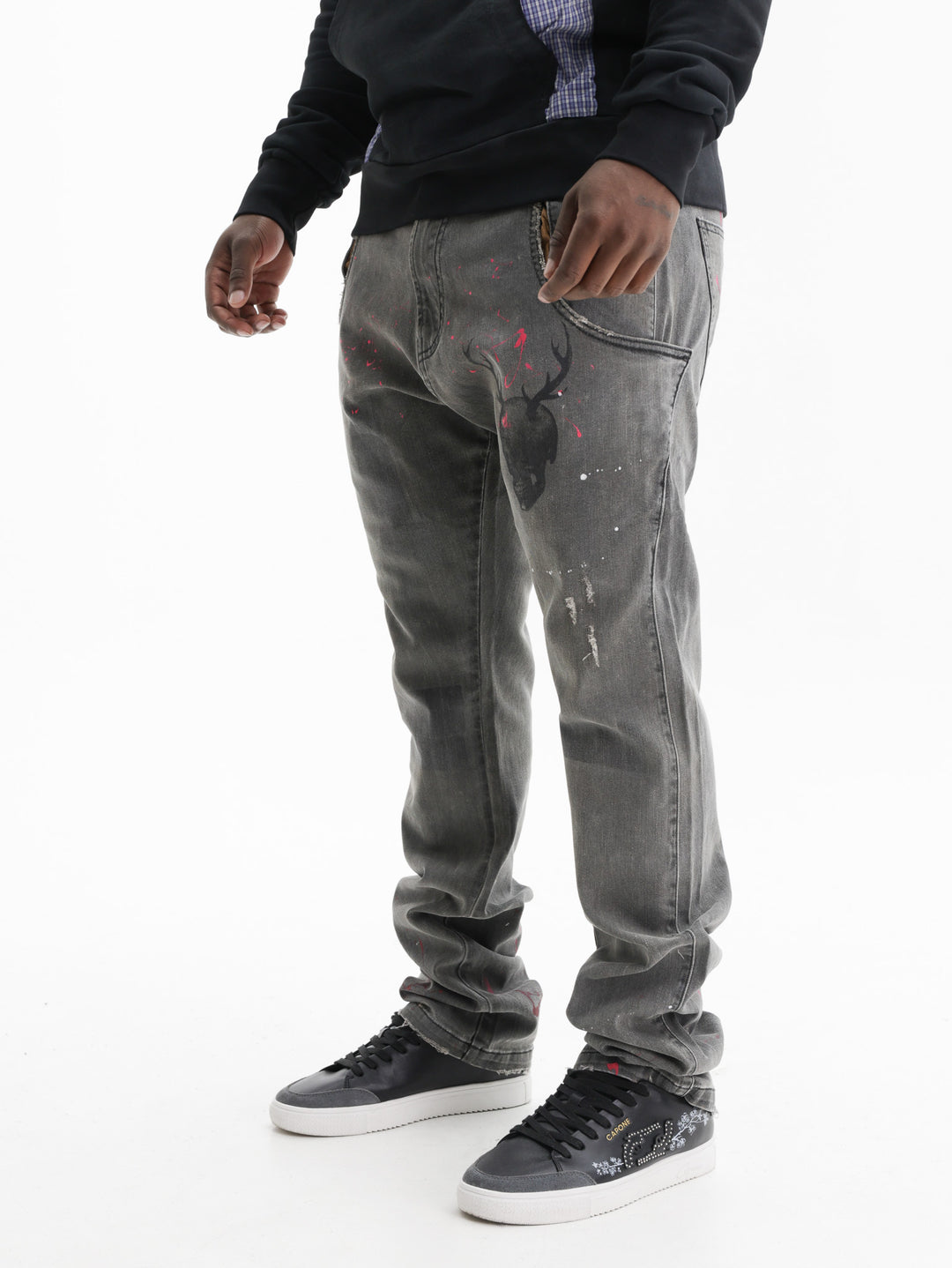 Massimo Sabbadin Jeans Skull Antlers Dirty Wash