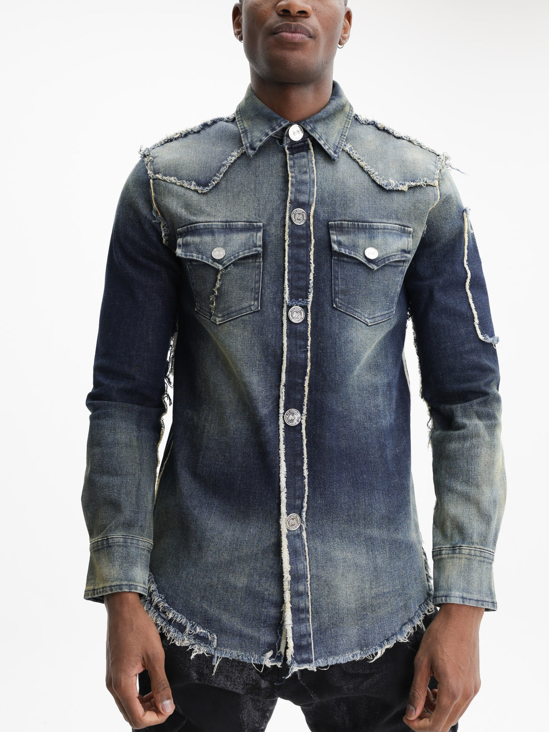 Massimo Sabbadin Shirt Plain Trim  Denim