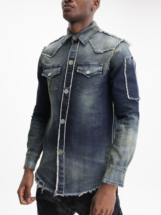 Massimo Sabbadin Shirt Plain Trim  Denim