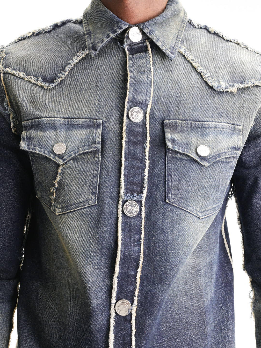 Massimo Sabbadin Shirt Plain Trim  Denim
