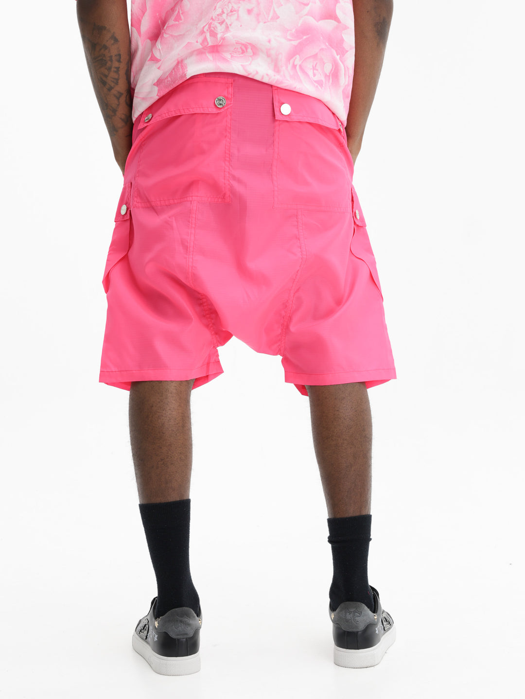 Massimo Sabbadin Shorts Drawtsring Stud Pockets Pink