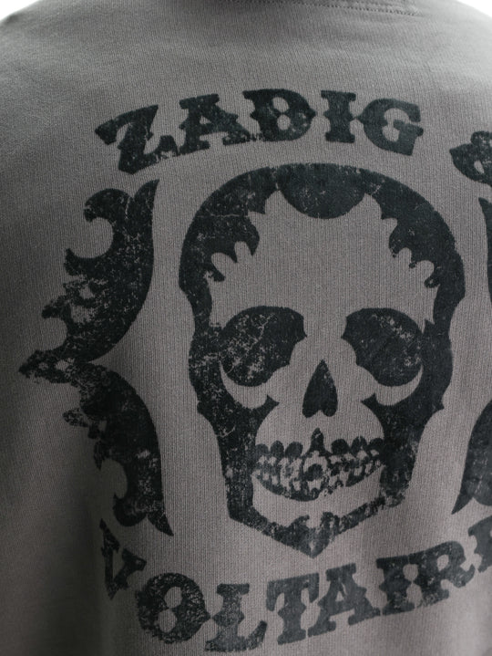 Zadig & Voltaire Hoody Sacha Zip Mo Skull Western Chocolate Brown