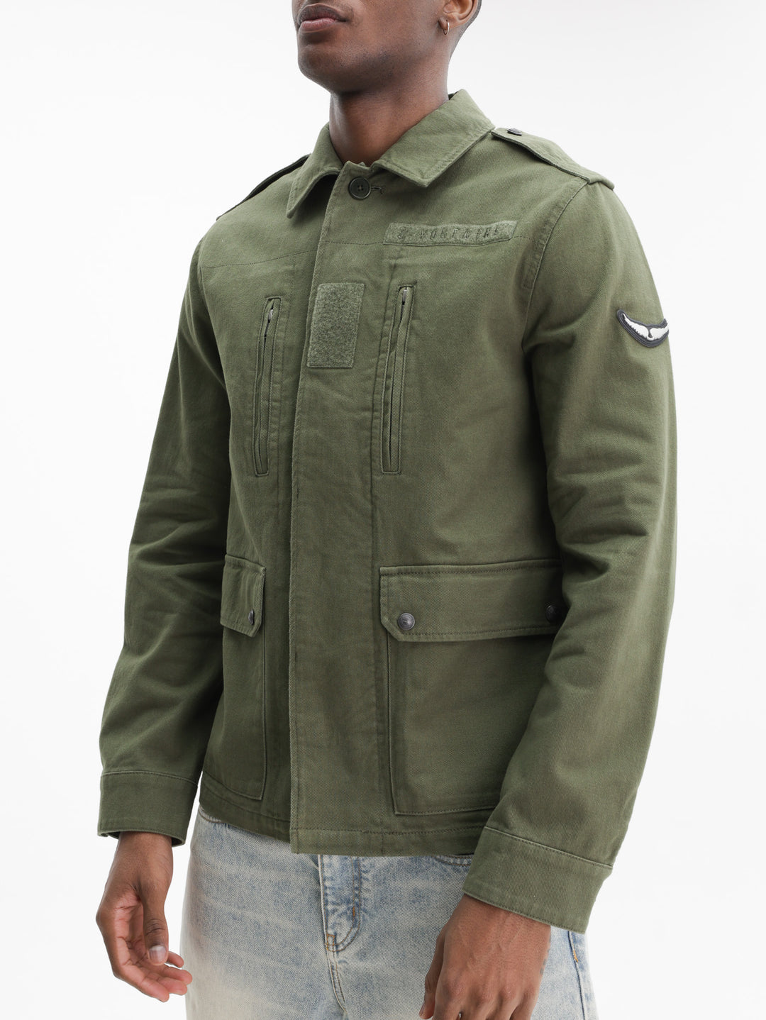 Zadig & Voltaire Jacket Kido Heavy Cotton Skull Used Khaki