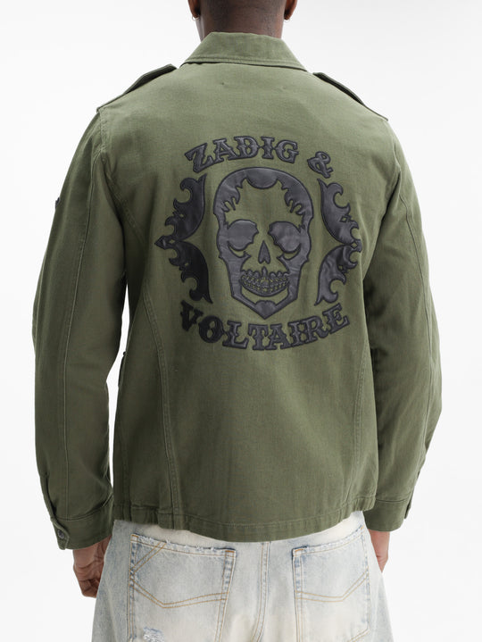 Zadig & Voltaire Jacket Kido Heavy Cotton Skull Used Khaki