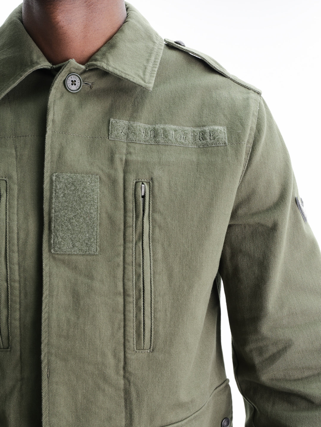 Zadig & Voltaire Jacket Kido Heavy Cotton Skull Used Khaki