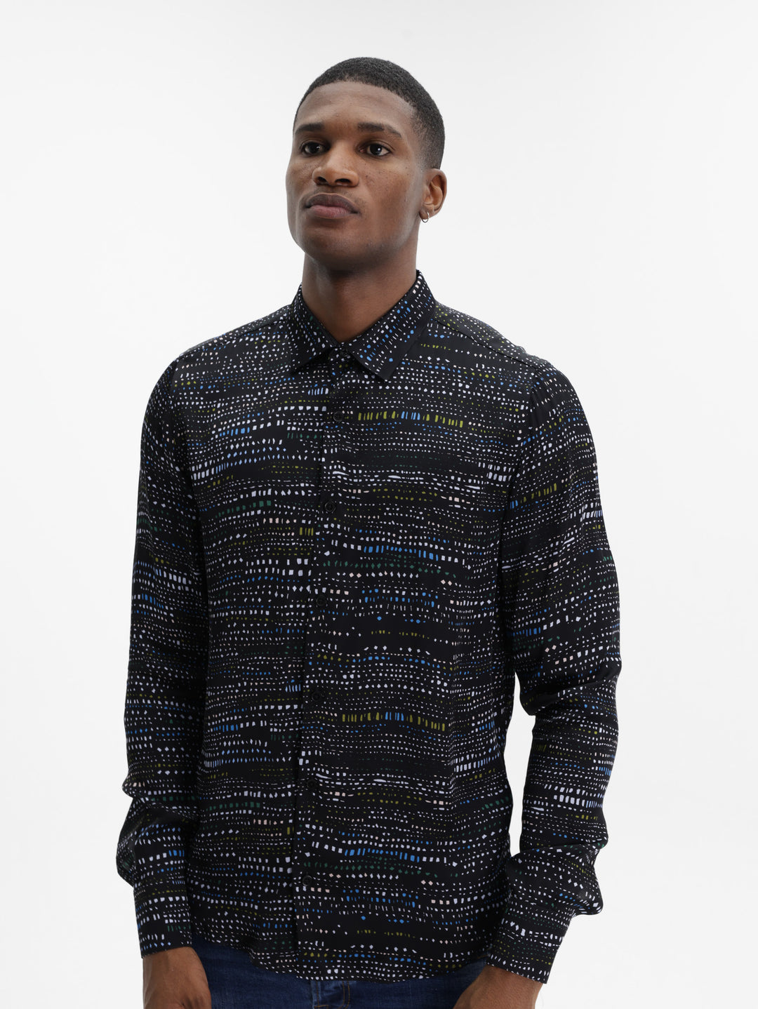 Costume National Shirt Pixel Nero-Bianco