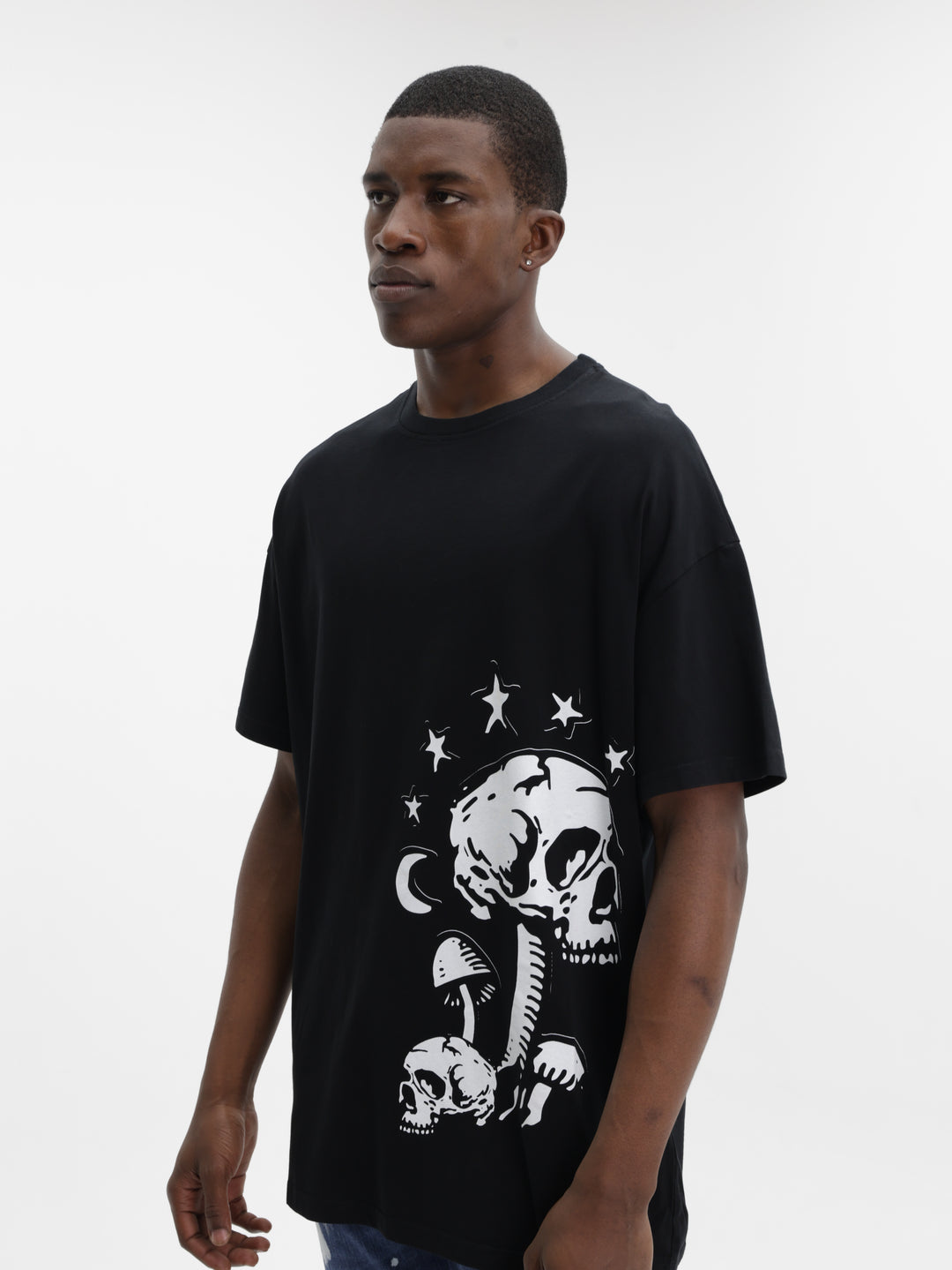 Massimo M111 T-Shirt Mushroom Skulls Oversized Black
