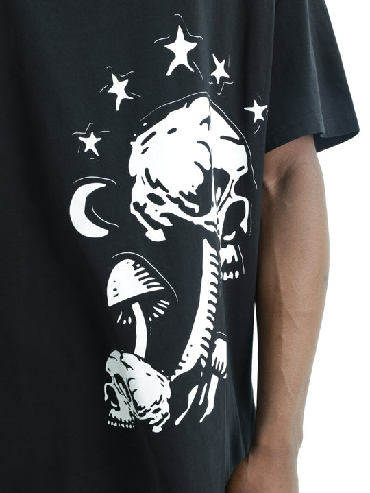 Massimo M111 T-Shirt Mushroom Skulls Oversized Black
