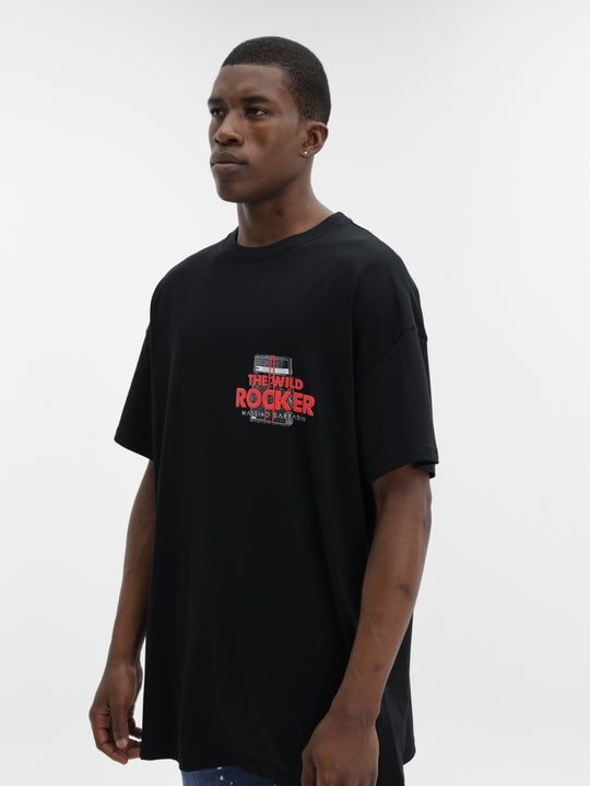 Massimo M111 T-Shirt Corner Slogan Rocker Oversized Black
