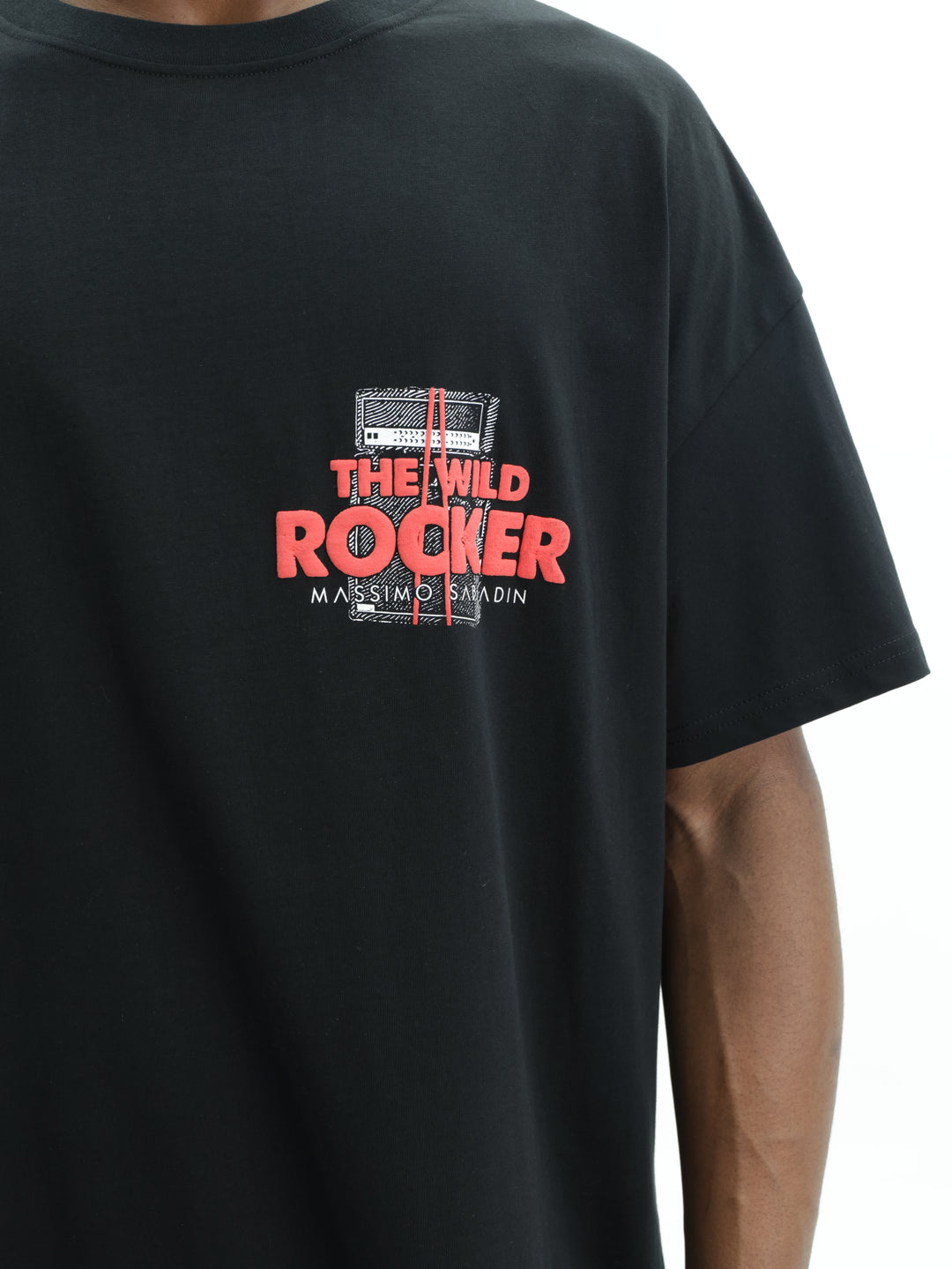 Massimo M111 T-Shirt Corner Slogan Rocker Oversized Black