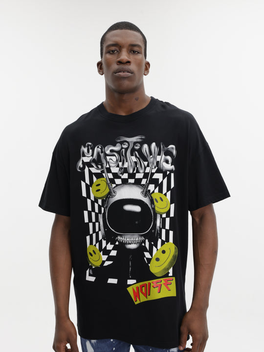 Massimo M111 T-Shirt Graphic Print Noise Oversized Black