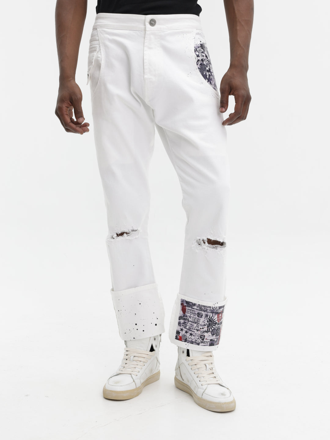 Massimo Sabbadin Denim Pants Ripped White