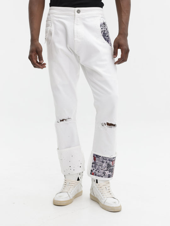 Massimo Sabbadin Denim Pants Ripped White