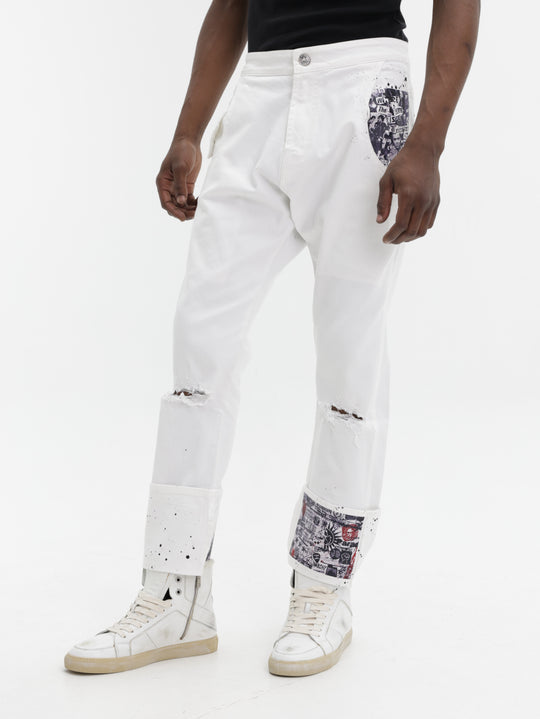 Massimo Sabbadin Denim Pants Ripped White