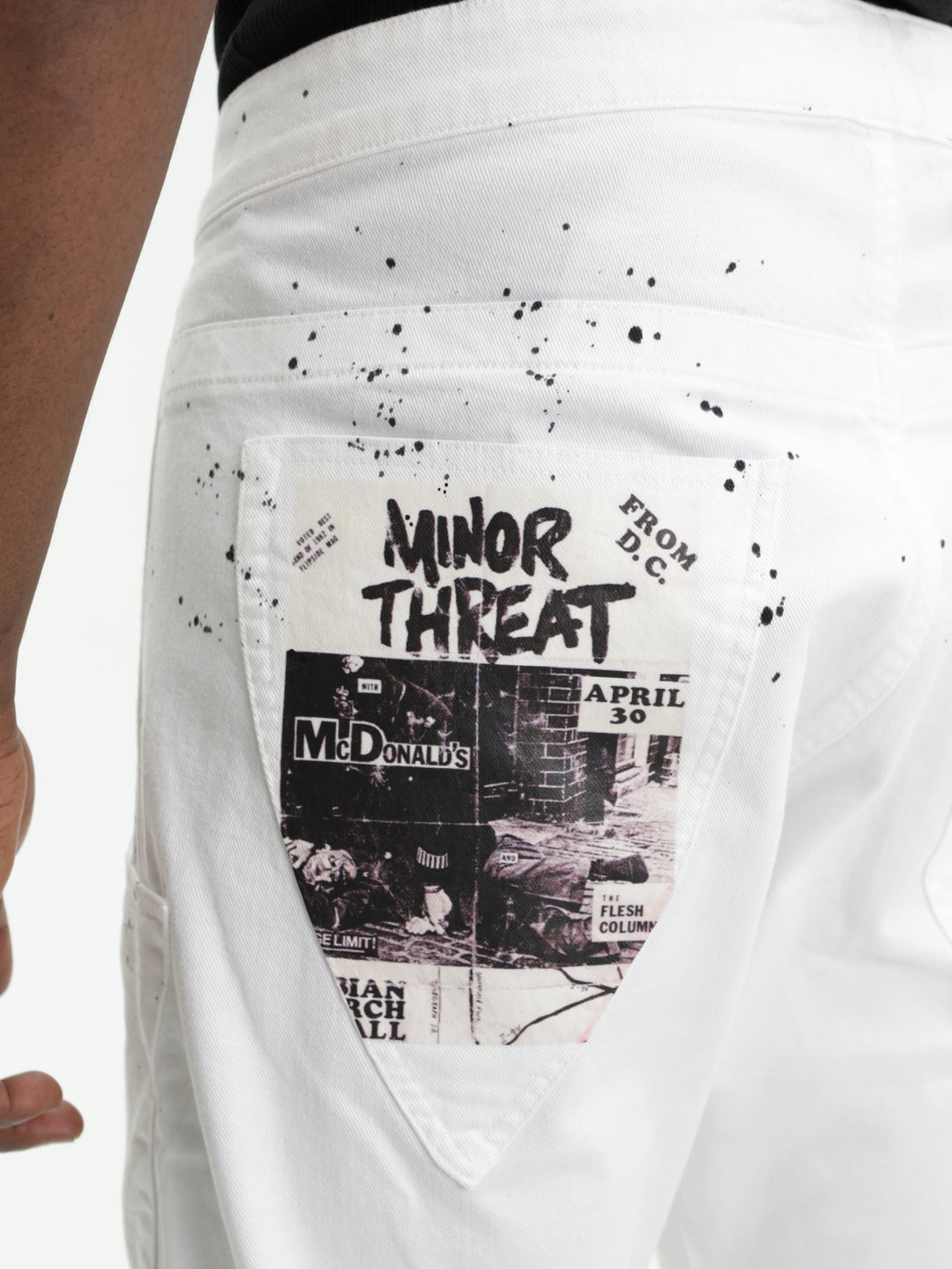 Massimo Jeans Pocket Print White-Pink