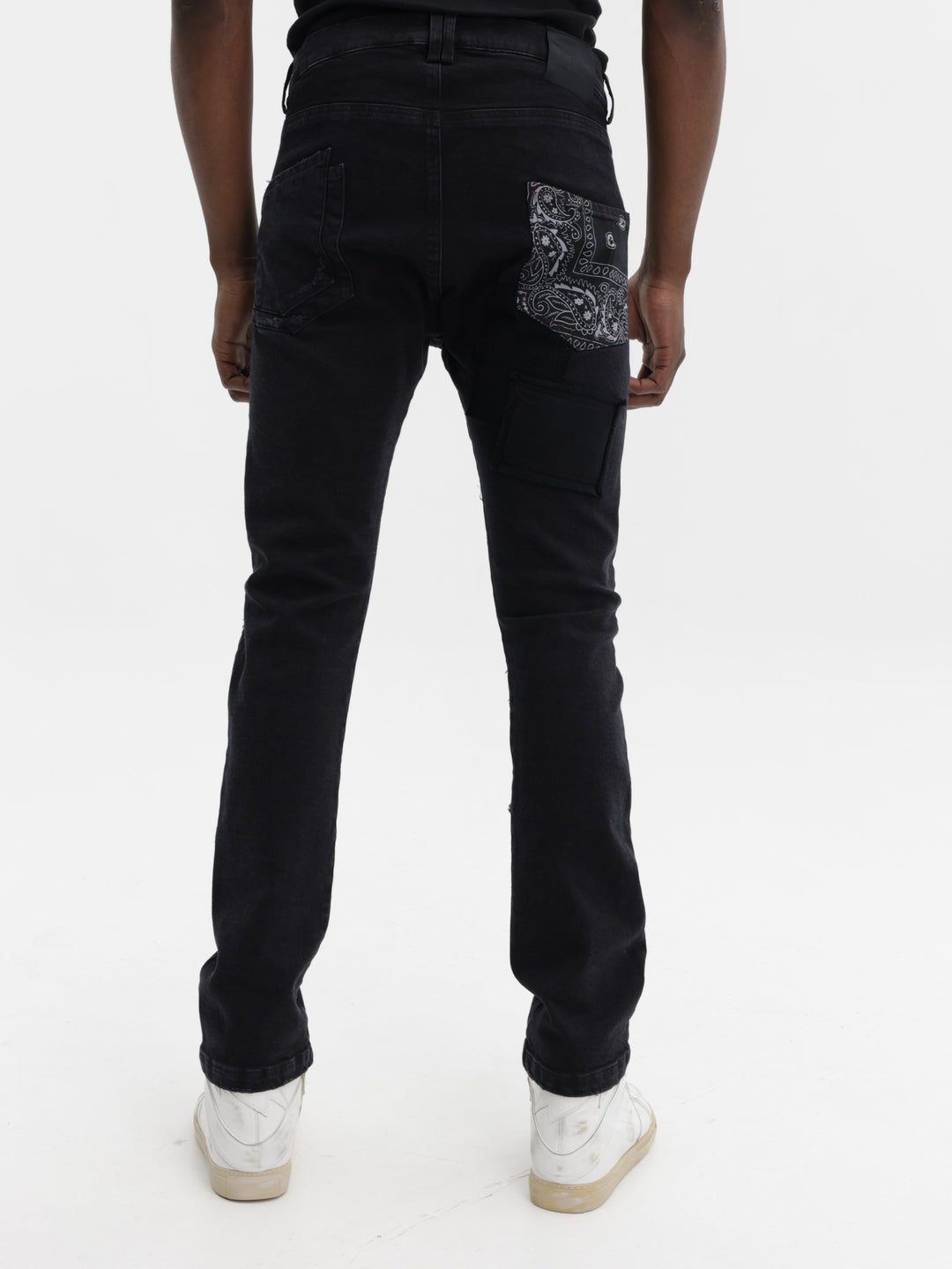 Massimo Jeans Rips And Patches Black