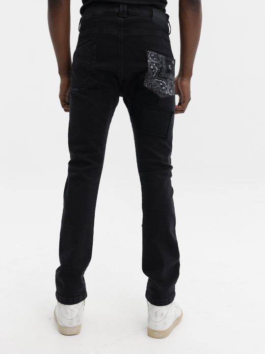 Massimo Jeans Rips And Patches Black