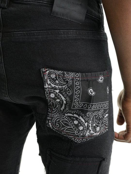 Massimo Jeans Rips And Patches Black