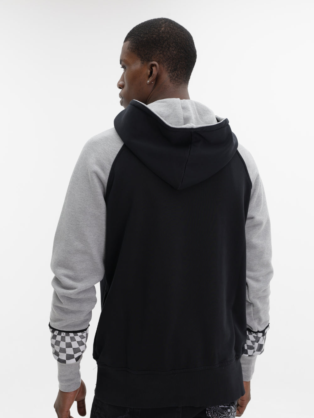 Massimo Hoodie Graphic Print Sealed Lips Black-Grey
