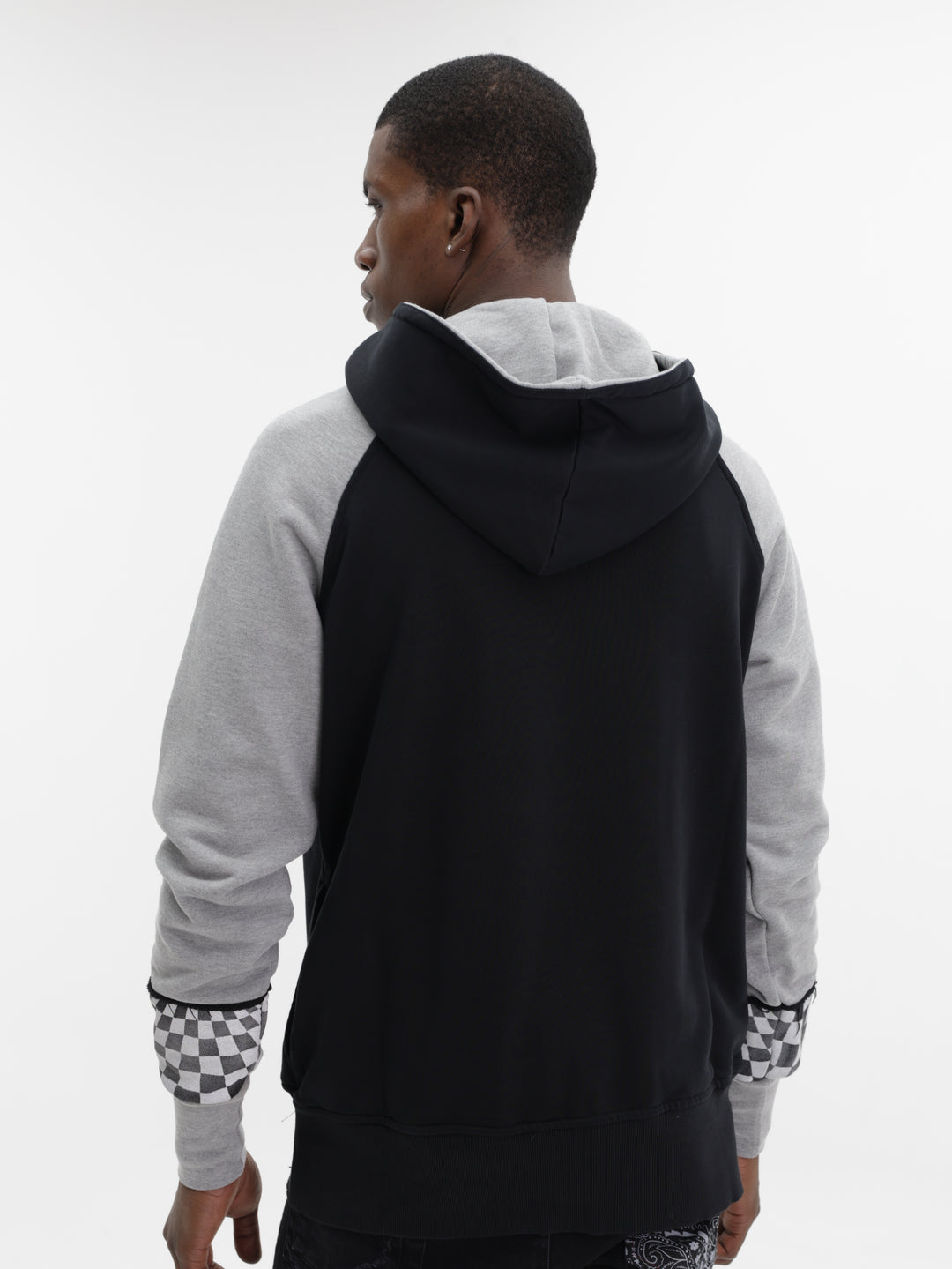 Massimo Hoodie Graphic Print Sealed Lips Black-Grey