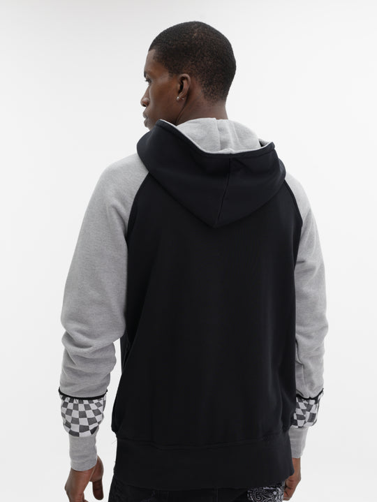 Massimo Hoodie Graphic Print Sealed Lips Black-Grey