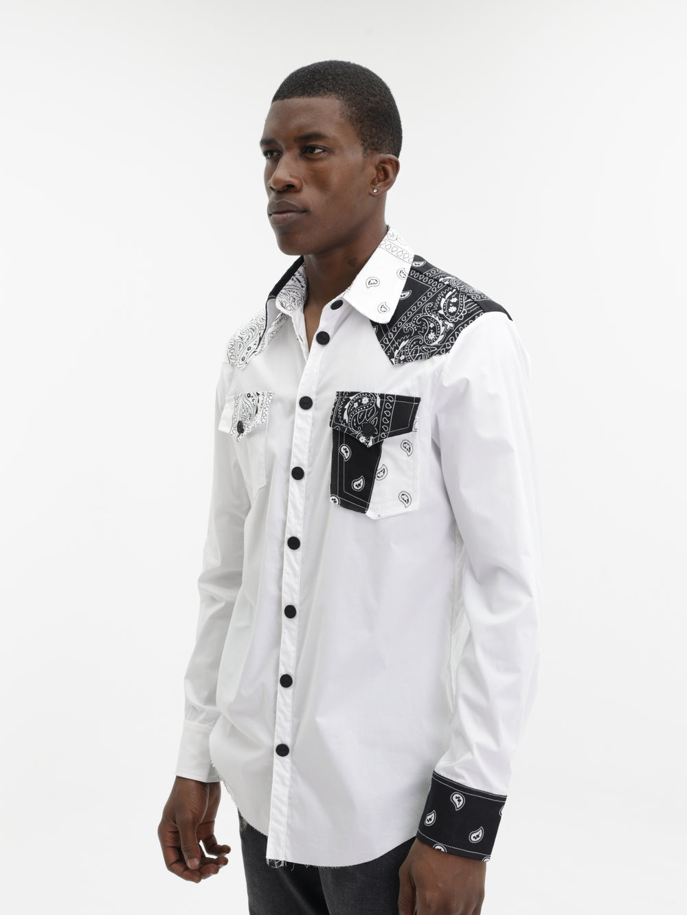 Massimo Shirt Paisley Prints Black-White