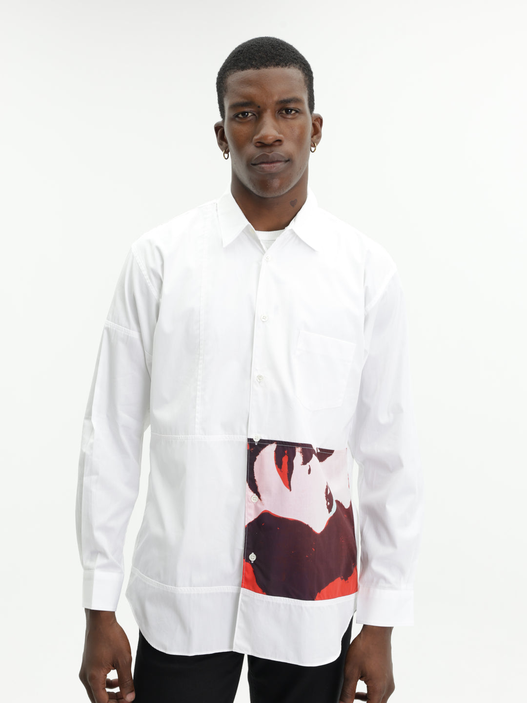 Comme Des Garcons Shirt Graphic Print Left White