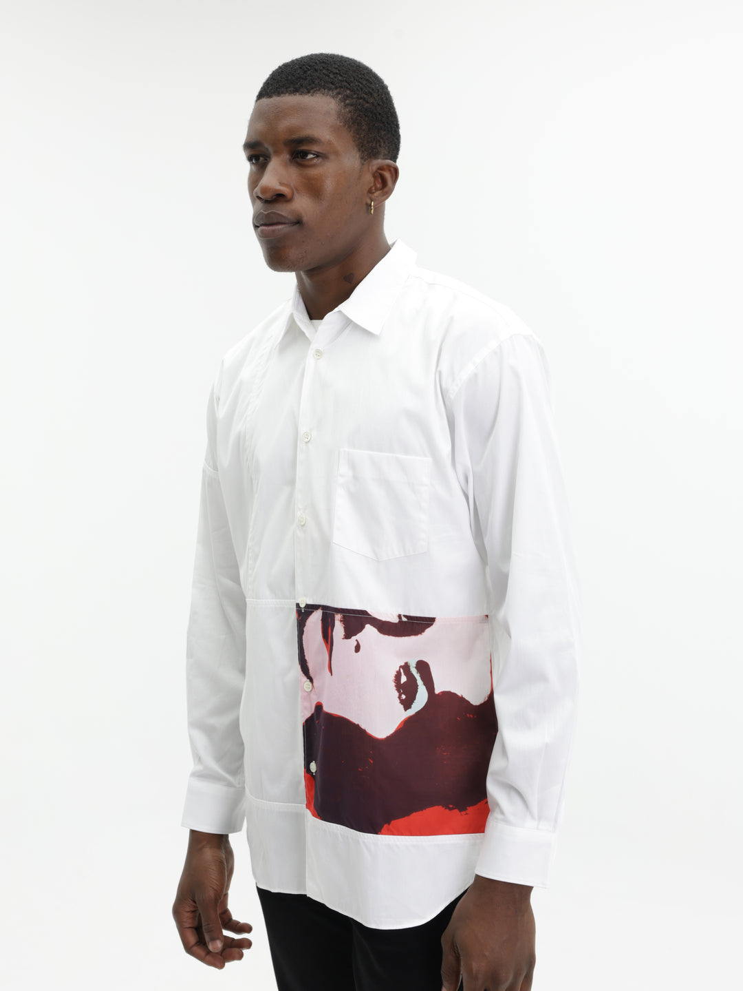 Comme Des Garcons Shirt Graphic Print Left White