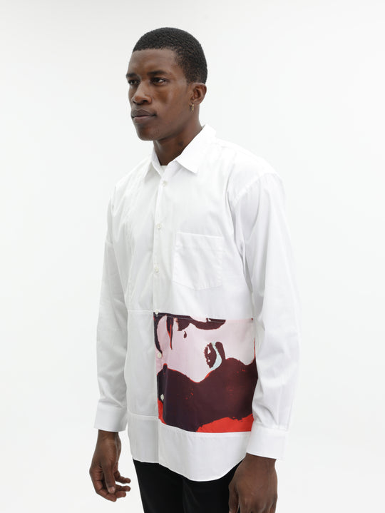 Comme Des Garcons Shirt Graphic Print Left White
