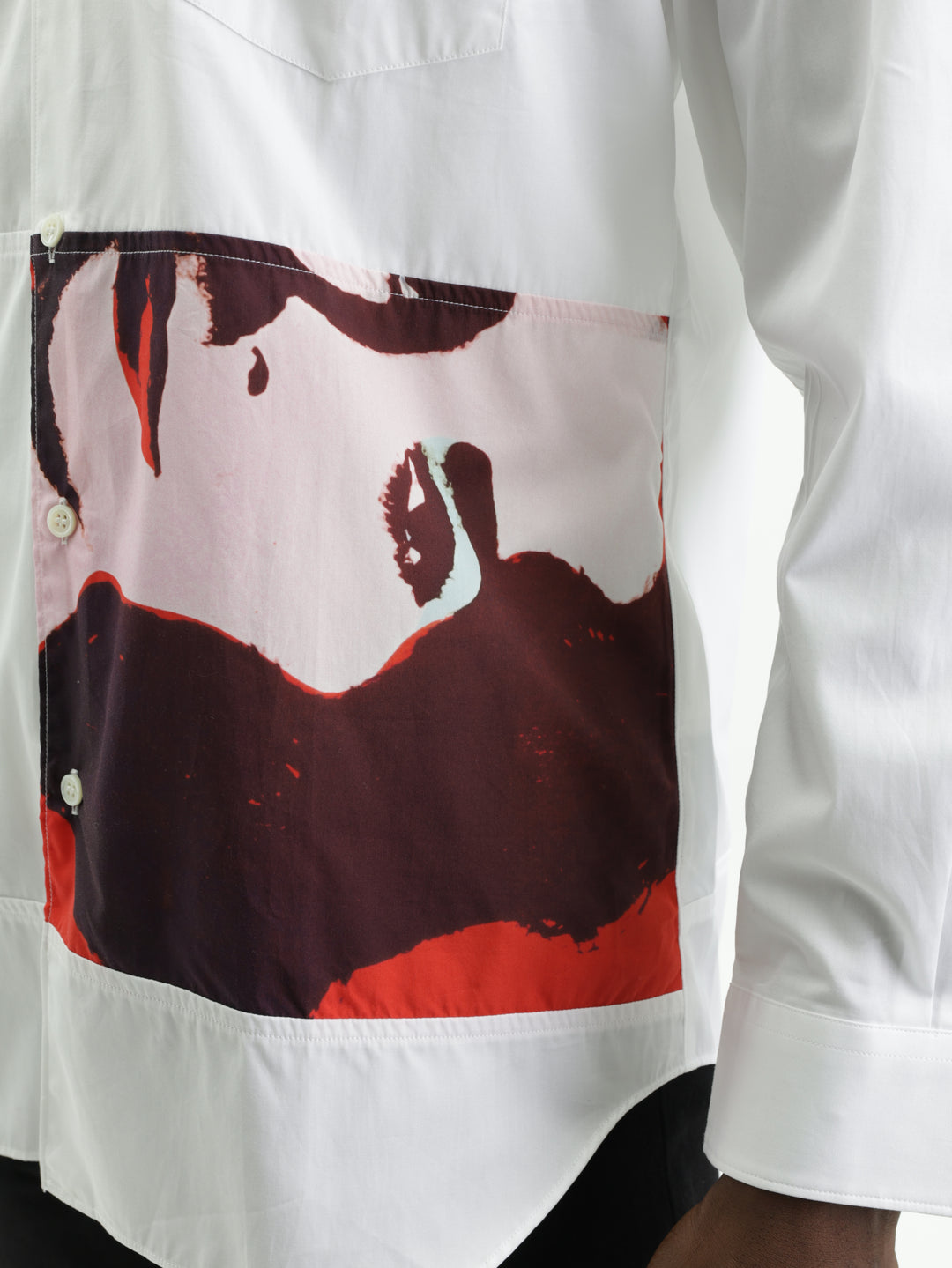 Comme Des Garcons Shirt Graphic Print Left White